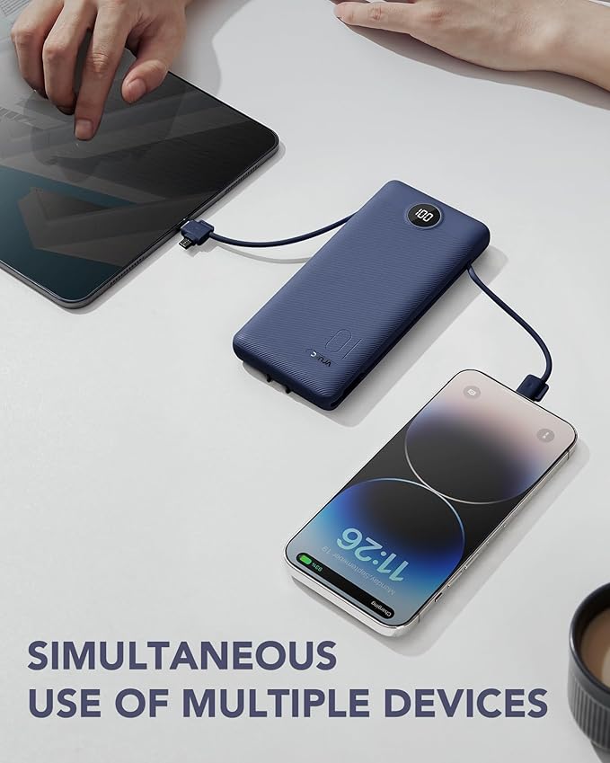 VRURC Portable Charger Built-in Cables and AC Wall Plug, USB C Power Bank - Image 9