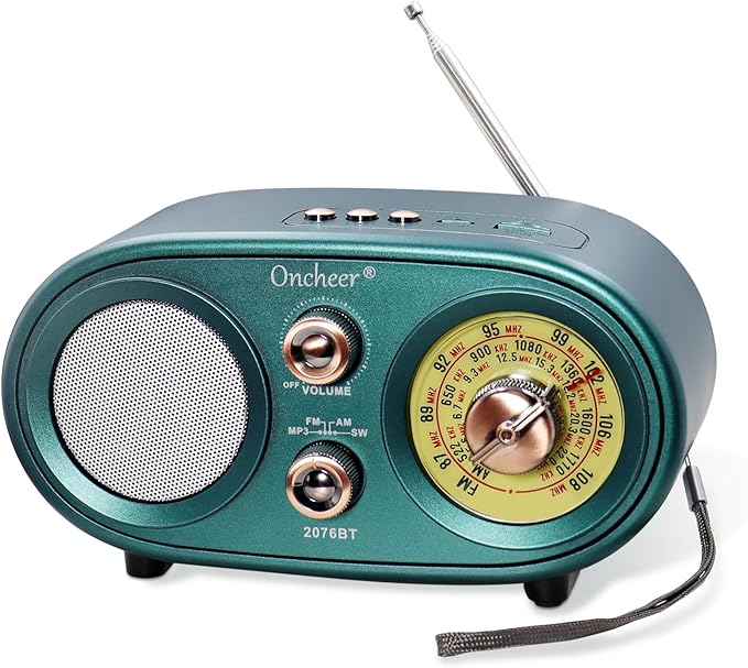 Oncheer Portable Retro Vintage Bluetooth Speaker Radio, FM/AM/SW 3 Band by OncheerDirect-Sales