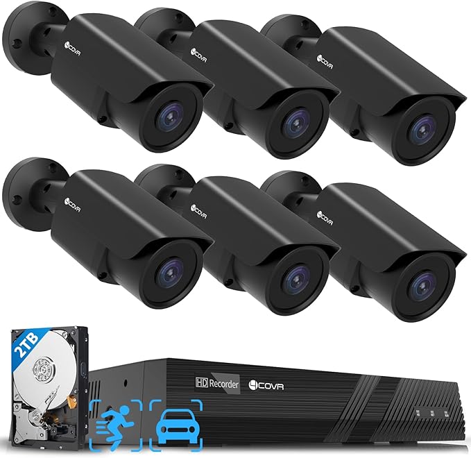 4COVR Home Security Camera System, AI Human Vehicle Detection, 8CH 8MP NVR 2TB by 4COVR