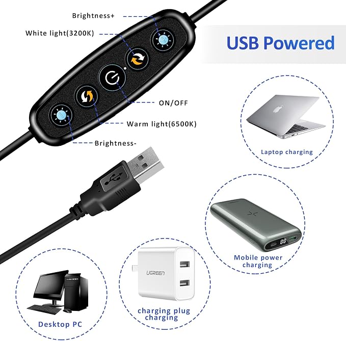 Video Conference Lighting Kit， Clip on Light Reading Lights， Ring Light - Image 5