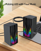 Computer Speakers with 6 Colorful RGB Lights, USB Powered 3.5mm Aux with Loud - Image 7
