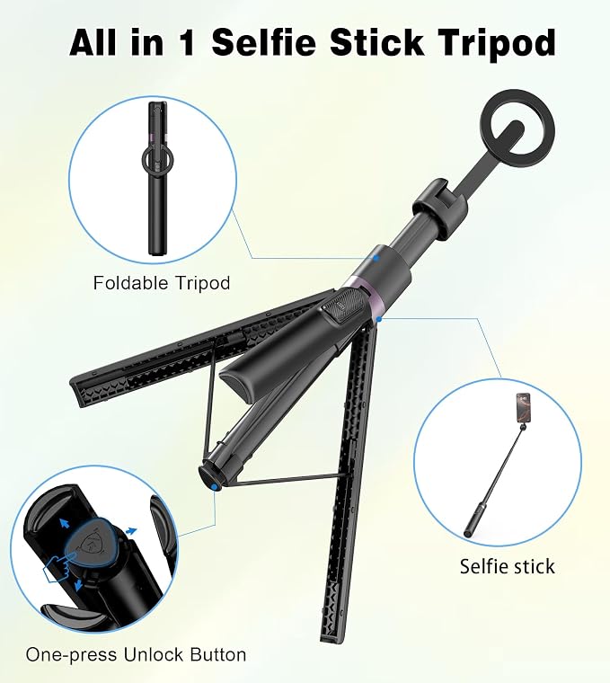 TONEOF 68" Magnetic Selfie Stick Tripod - Image 7