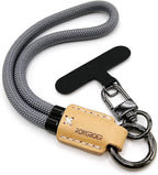 Handmade Cowhide Leather Phone Wrist Strap, Universal Adjustable Key Lanyard by Rongboer