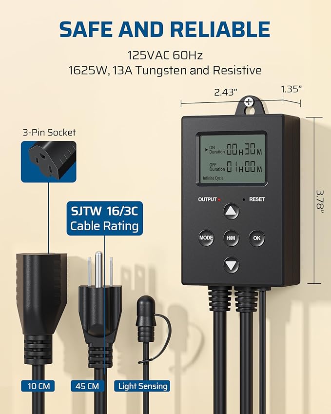 DEWENWILS Repeat Cycle Digital Timer, Interval Timer Outlet, Infinite/Day/Night - Image 7
