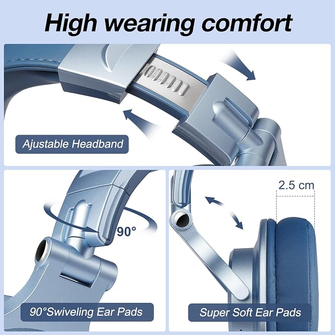 OneOdio A70 Bluetooth Over Ear Headphones, Wireless Headphones w/ 72H Playtime - Image 6