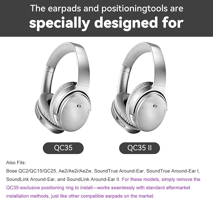 Replacement Earpads Cushions for Bose QuietComfort35&35ii Silver Headphones - Image 2