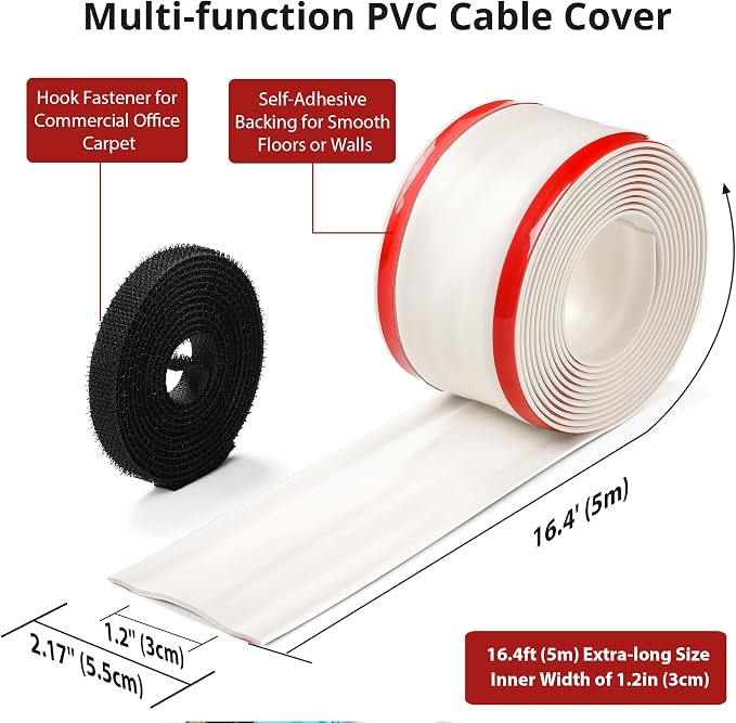 16.4ft Cord Cover Floor, Soft PVC Cord Covers - Image 2