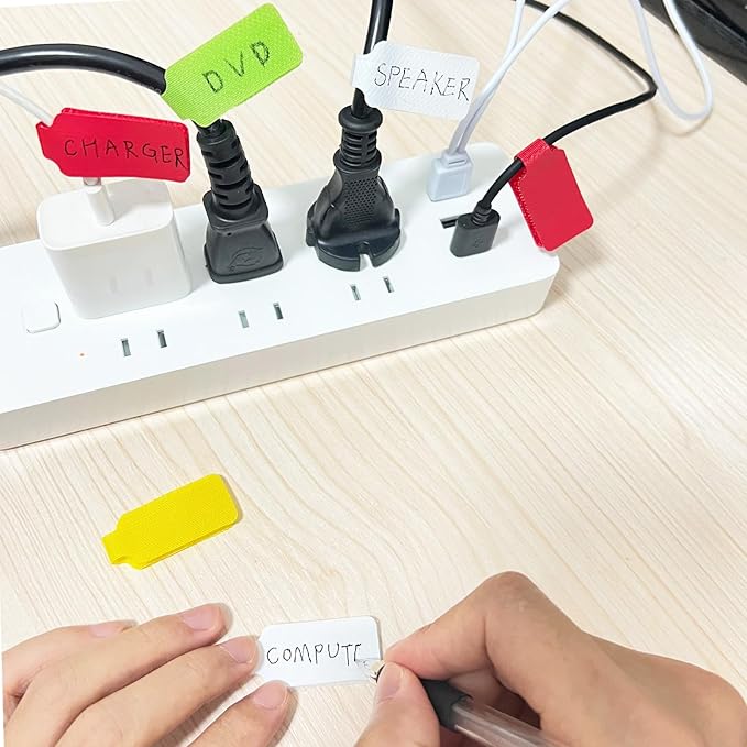 100 Pcs Multicolor Write On Cable Labels & Reusable Fastening Cable Ties Set - Image 5