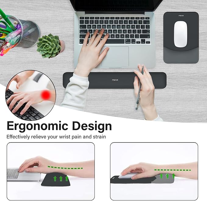 MOSISO Wrist Rest Support for Mouse Pad&Keyboard Set, Rectangular Ergonomic - Image 2