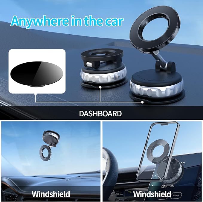 Vacuum Suction Magnetic Phone Holder, 2025 Upgraded Foldable Retractable Magnet - Image 2