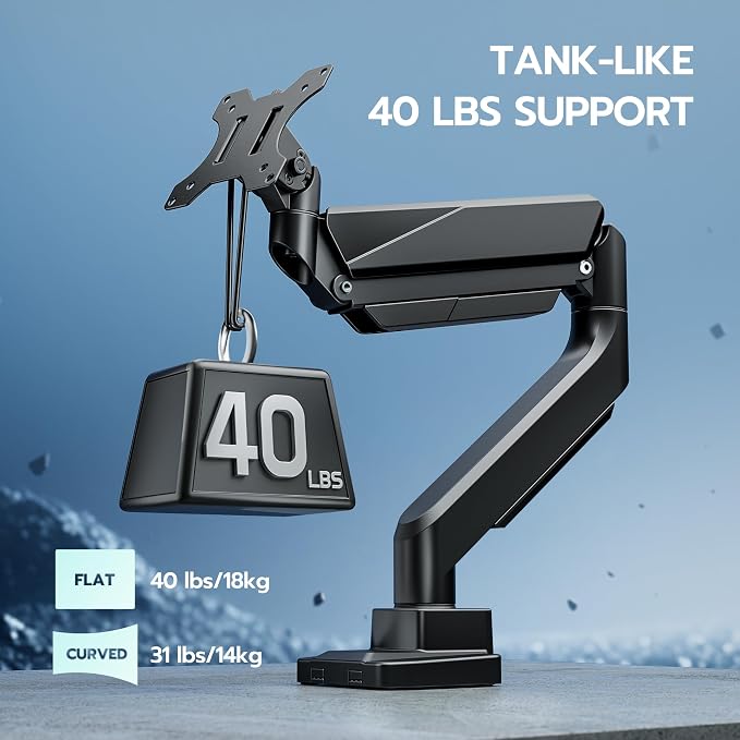ARES WING Ultrawide Single Monitor Arm, Heavy Duty Monitor Mount - Image 3