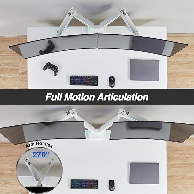 AVLT RGB Lights Dual 17”-43” Gaming Monitor Arm Desk Mount, Fits Two - Image 6