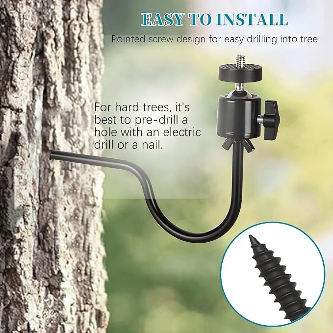 3 Pcs Trail Camera Tree Mount, 1/4 in Screw, 360° Adjustable Screw Security Cam - Image 9
