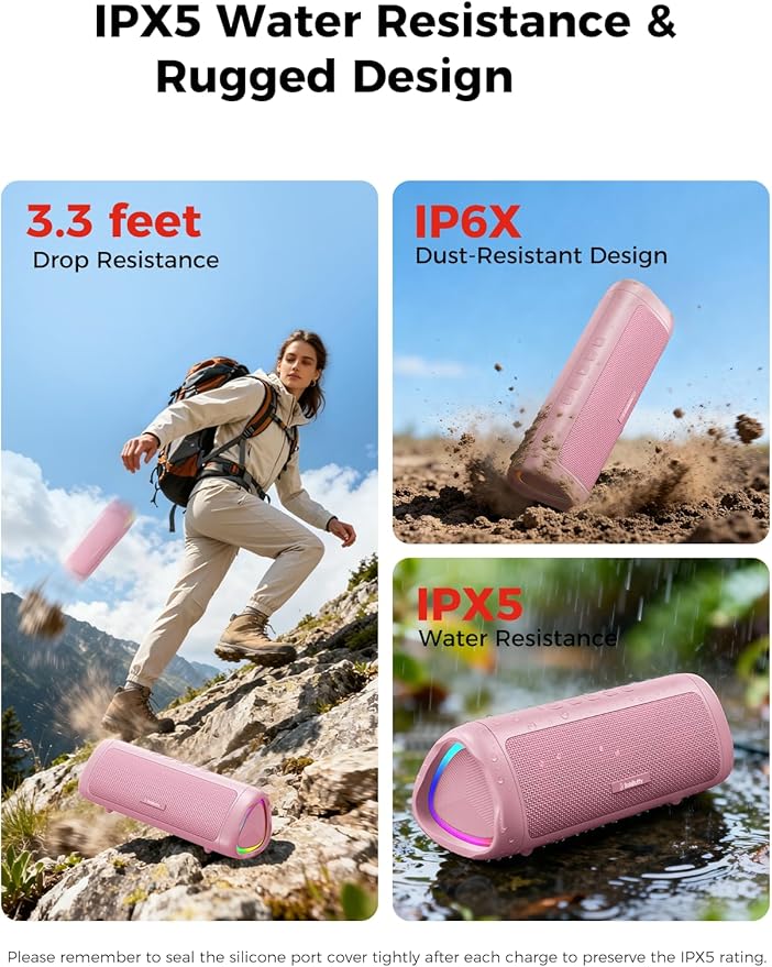 Bluetooth Speaker, 20W HD Sound, Portable Wireless, IPX5 Waterproof, - Image 4