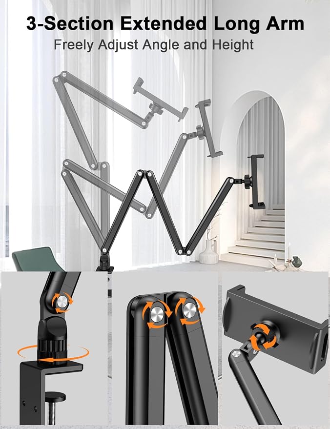 Adjustable Aluminum Tablet Stand, Foldable Arm - Image 2