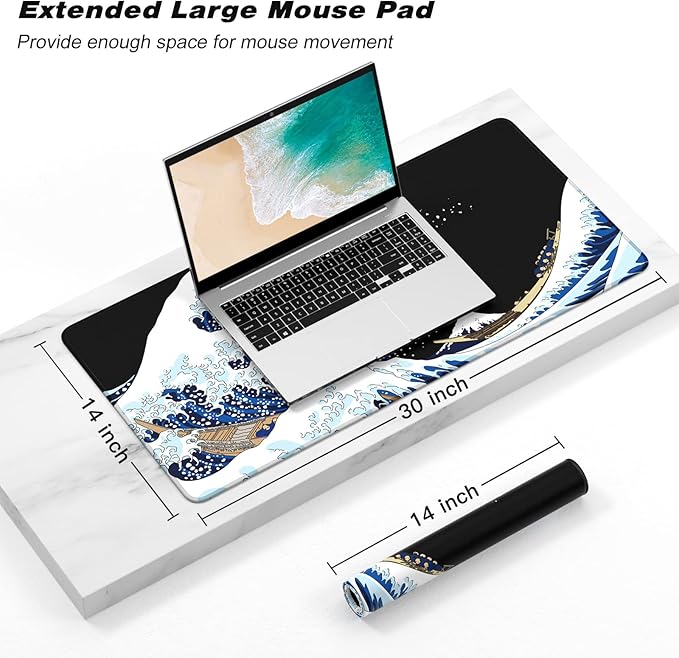 Extended Gaming Mouse Pad, XXL Large Desk Pad 30 x 14 Inch, Big Computer - Image 2
