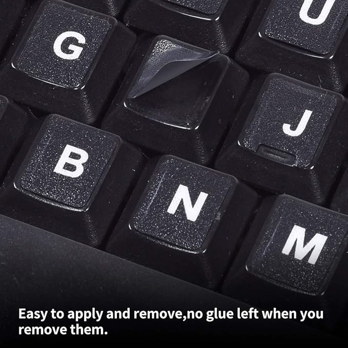2PCS English Keyboard Letters Replacement Stickers, Large Print Bold White Font - Image 4