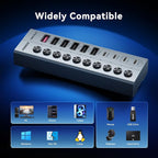 FIDECO 10-Port 72W Powered USB Hub, USB C Hub - Image 8