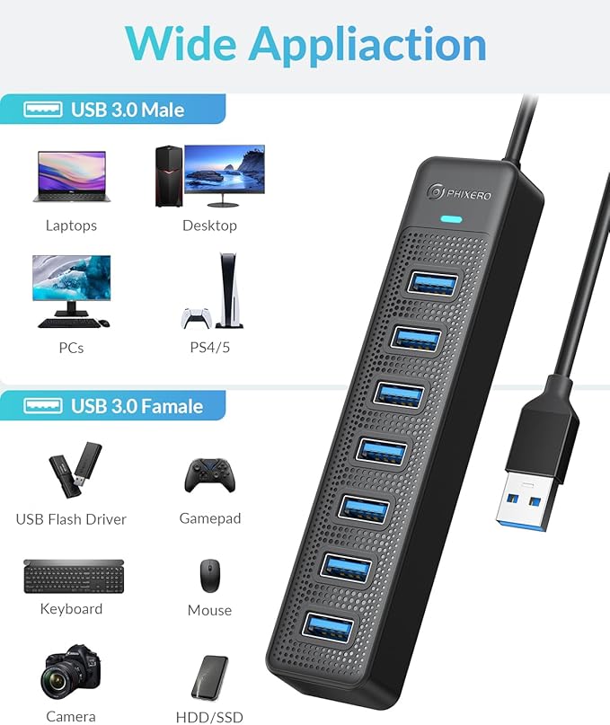 PHIXERO 7 Port USB Hub 3.2 - Image 7