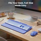 Wireless Keyboard and Mouse Combo, Magnetic Soft-Touch Wrist Rest, Round Keycaps - Image 9