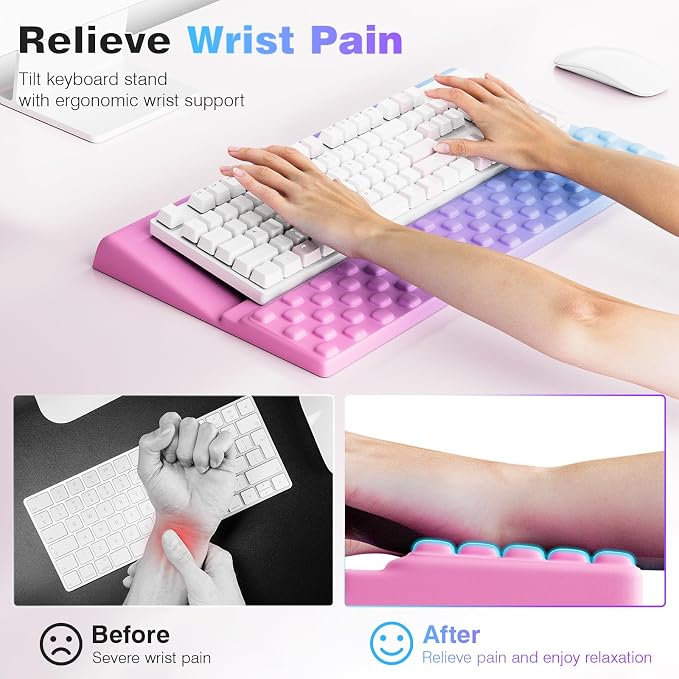 Ospelelf Ergonomic Keyboard Wrist Rest Pad Comfortable Keyboard Stand Riser - Image 2