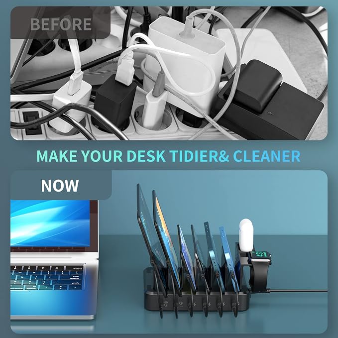 Charging Station for Multiple Devices, 68W 6 Ports USB Charger Station - Image 6