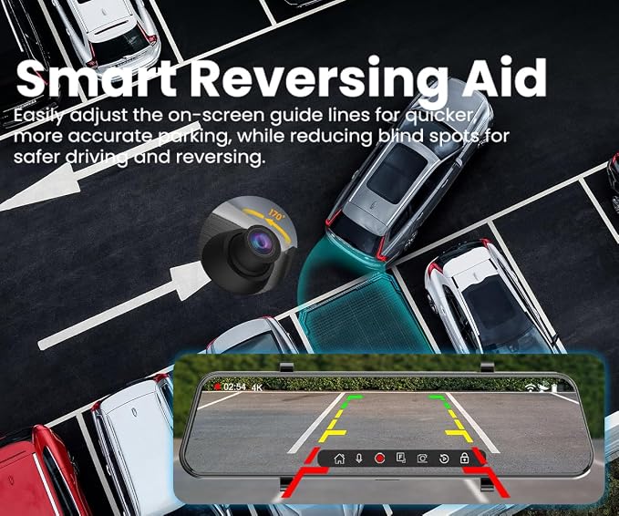 Mirror Dual Dash Camera, 4K and 1080P Dash Cam - Image 8