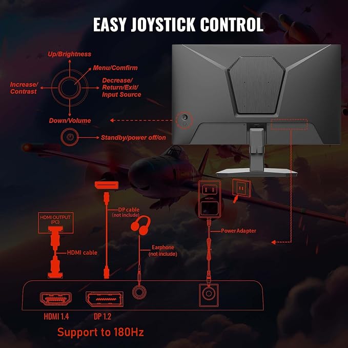 SANSUI 24 Inch Gaming Monitor 180Hz 1Ms FreeSync HDR 110% sRGB FHD 1080P - Image 7