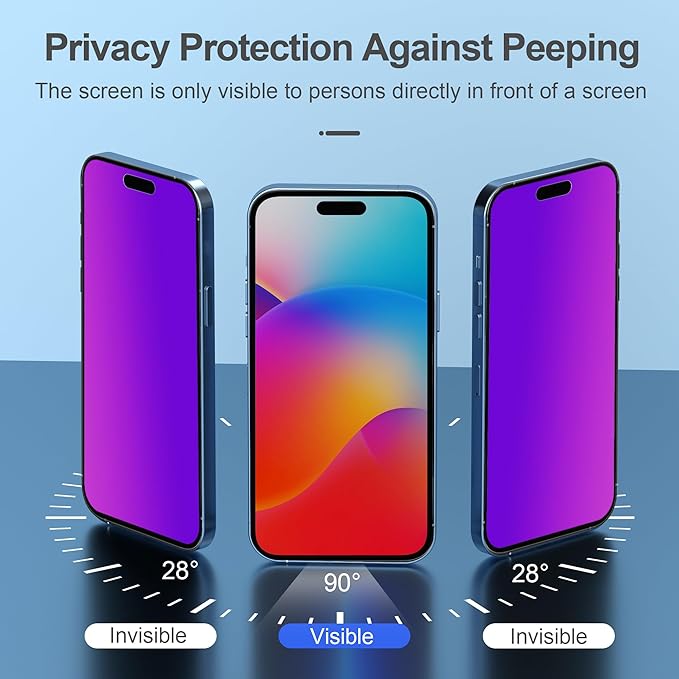 Compatible for iPhone 15 Plus/iPhone 16 Plus Privacy Screen Protector Tempered - Image 4