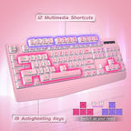 Pink Creamy Keyboard, Rainbow LED Backlit, 104 Keys Silent Light Up Gaming - Image 6