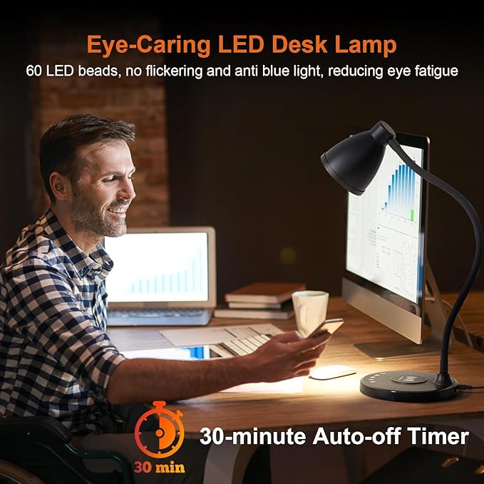 BOHON Desk Lamp for Home Office, LED Desk Light - Image 3