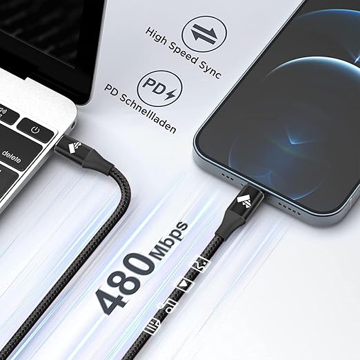 USB C to Lightning Cable 2Pack 1FT iPhone Fast Charger Cable Power Delivery - Image 3