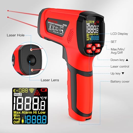 MESTEK Infrared Thermometer Temperature Gun, -40℉~3632℉, Non Contact Digital - Image 7