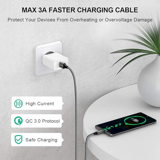 etguuds 6ft USB A to USB C Cable 3A Fast Charging, - Image 3