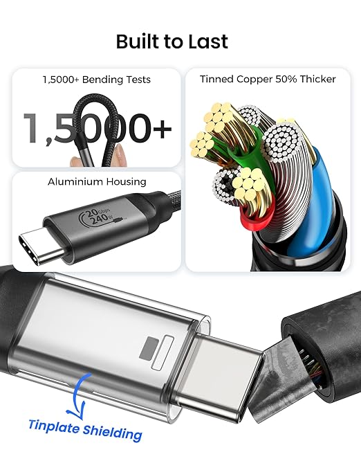 Silkland USB C Monitor Display Cable Right Angle 4FT, 90 Degree USB C 3.2 Gen - Image 7