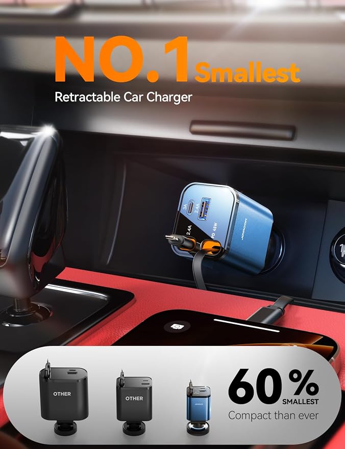 Retractable Car Charger USB C 84W Car Accessories Adapter - Image 6