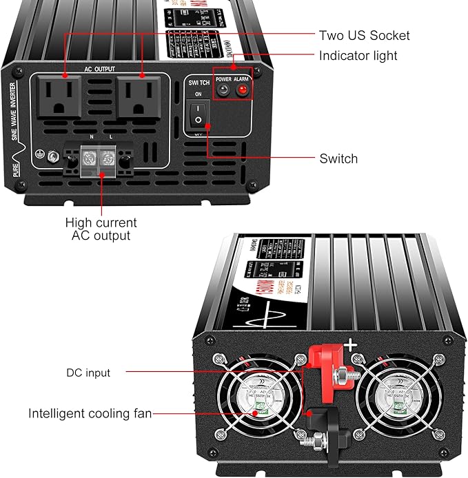 Xijia 1500W Pure Sine Wave Inverter DC 60v to 120v Inverter 60HZ Solar Converter - Image 2
