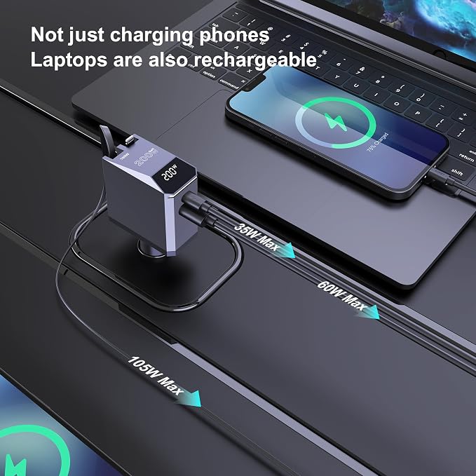 Aftertop 200W Retractable Car Charger, 3-in-1 Independent Fast Charging - Image 9