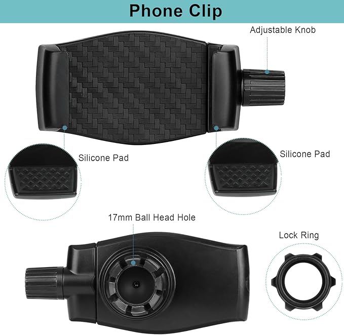 iPhone Mount for Desk/Table/Rod/Kitchen Cabinet, 360°Adjustable Aluminum Alloy - Image 8