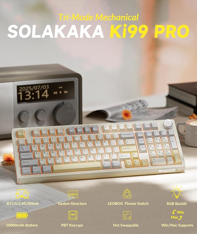KI99 Pro 96% Wireless Mechanical Gaming Keyboard, Creamy Keyboard - Image 2