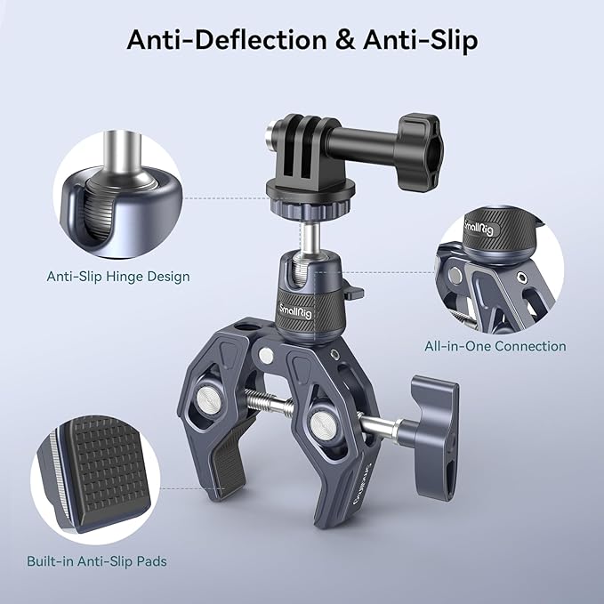 SMALLRIG Camera Mount Clamp, Gopro Motorcycle and Bike Handlebar Mount Kit - Image 4