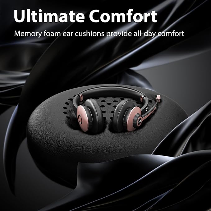 Wireless Headset with Mic for Work, Handsfree 26+ Hours Battery & Mute Button - Image 4