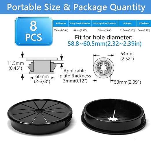 8 Pcs Cable Grommet, Snap Bushing 2-3/8" Mounting Diameter, Flexible - Image 9
