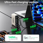 USB C Charging Station 800W, USB Fast Charger Block 10 Ports, Dual 140W PD PPS - Image 2