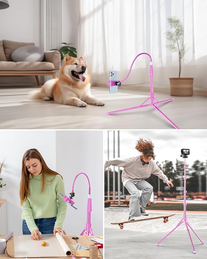 Aureday Phone Tripod, Remote and Phone Holder, Overhead & Selfie Stick - Image 7