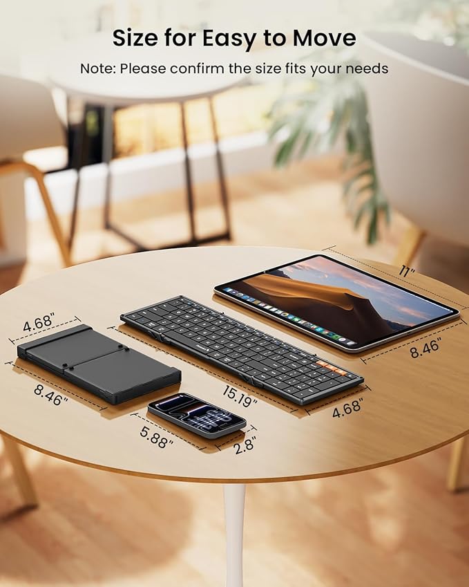 ProtoArc Foldable Bluetooth Keyboard, XK01 Full-Size Portable Wireless Keyboard - Image 4