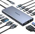 USB C Docking Station Dual Monitor 15 in 1 Laptop Docking Station Triple Display - Image 9