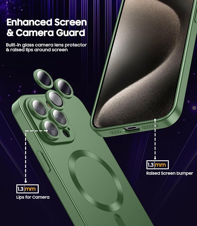 Magnetic for iPhone 15 Pro Case Slim Soft Silicone Bumper Shockproof Metallic - Image 3