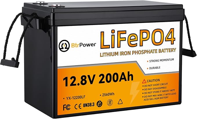 12V 200Ah Lithium Battery LiFePO4 Deep Cycle Battery, 100A BMS, 4000+ Cycles by Cymoye