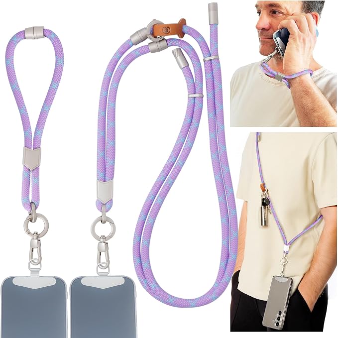 Pulpo 2-in-1 Cell Phone Wrist Strap and Lanyard Lavender & Blue by Pulpo